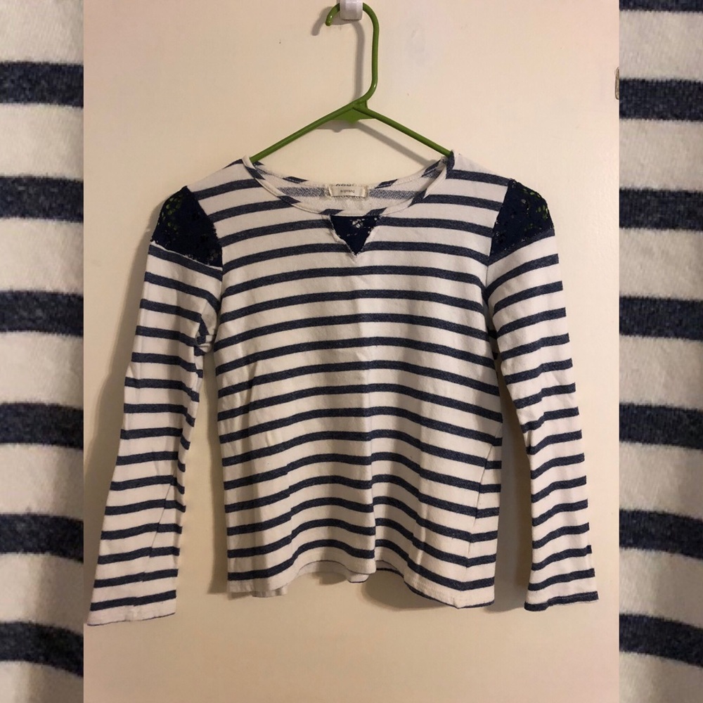 Navy and white striped top